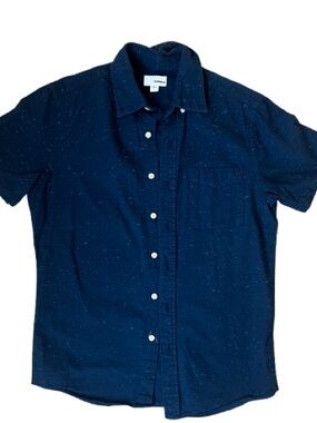 Speckled Button-Down Navy Blue Short Sleeve Shirt Sonoma Goods for Life